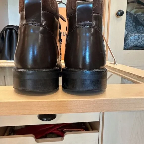 Gucci Brown Leather Combat Boots Women's Size 7.5 - Picture 4 of 6
